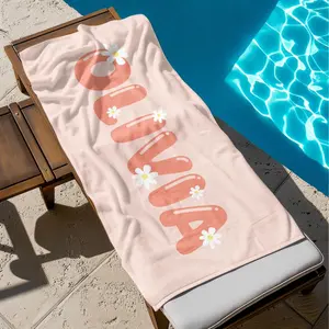 Daisy Personalized Beach Towels, Girls Trip Towel, Bachelorette Gift, Custom Name Towel, Bridesmaid Towel, flower pool towel v1