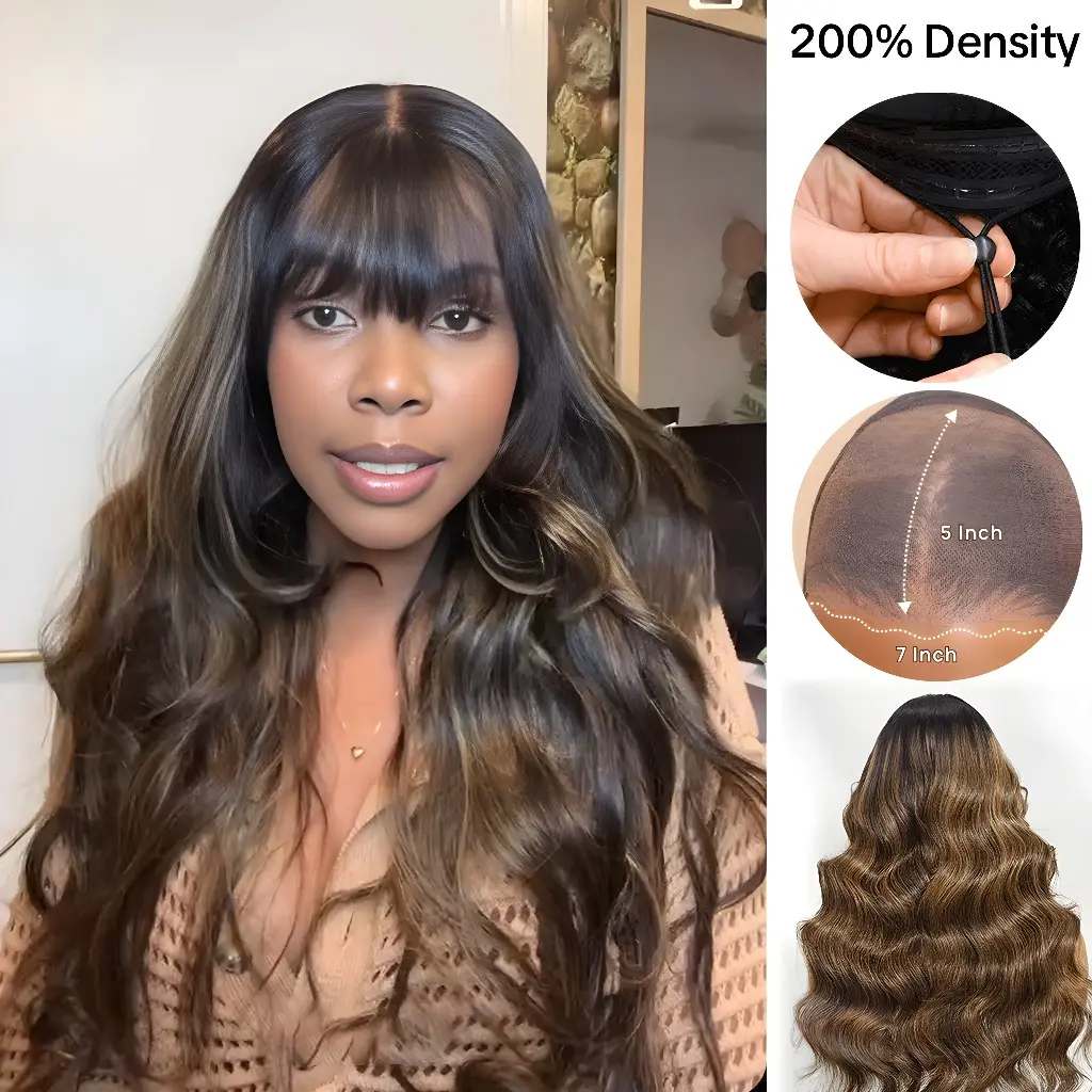 7x5 Drawstring Cap w/ Bangs