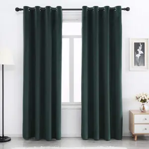 SPXTEX Green Velvet Blackout Curtains - 84 Inch Long Grommet Velvet Window Curtain Panels - Set of 2 Heat Insulated, Thermal Light Blocking Panels for Bedroom