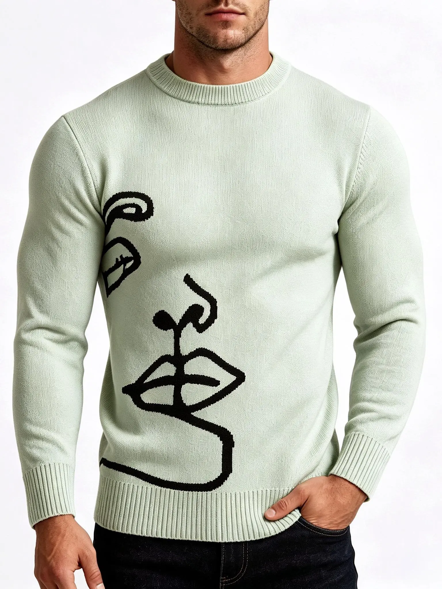 Men's Crewneck Sweater Soft Lightweight Casual Long Sleeve Knitted Pullover Crew Necks Knitwear Sweatshirt