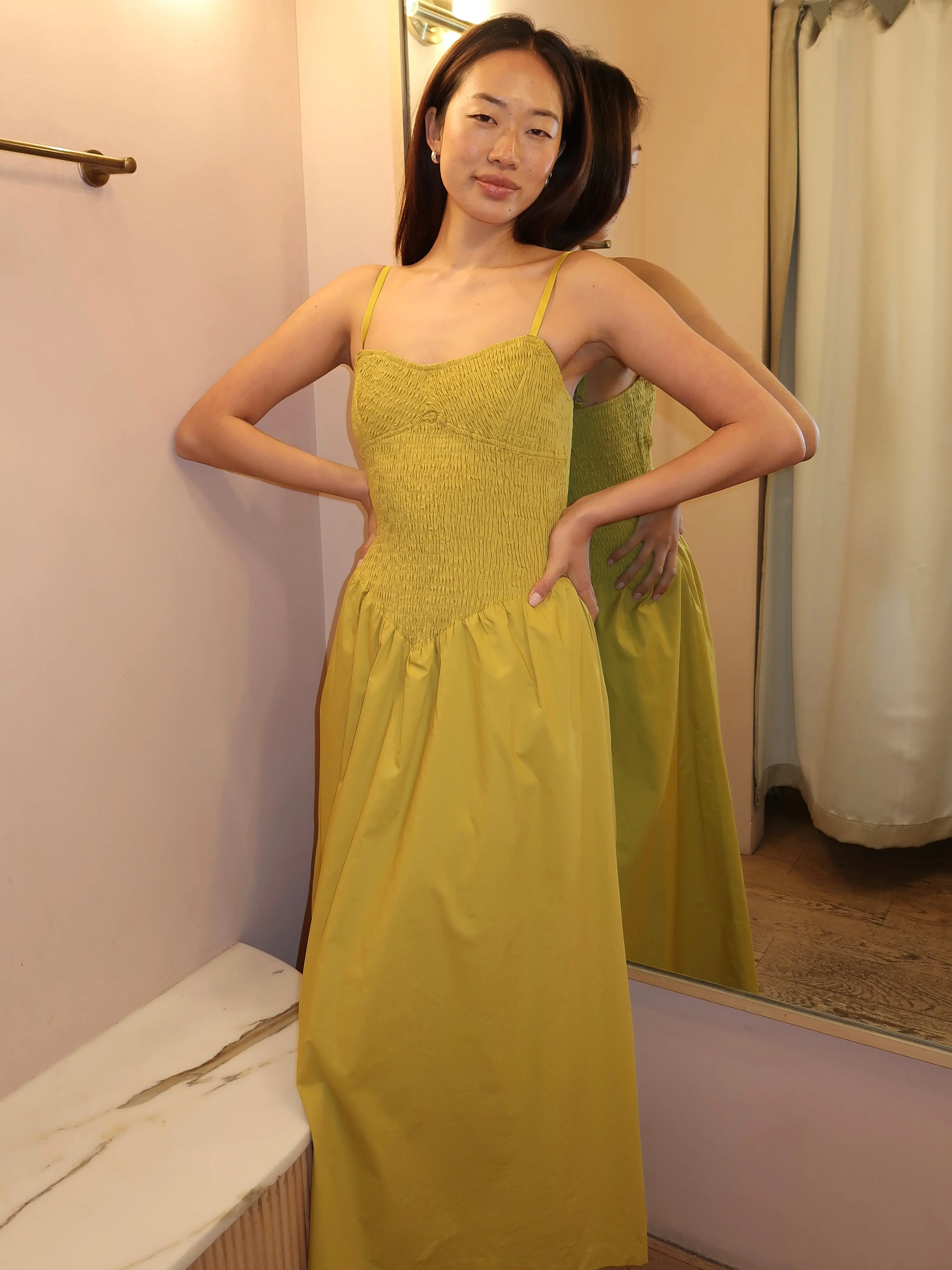 Mila Smocked Maxi Dress in Chartreuse