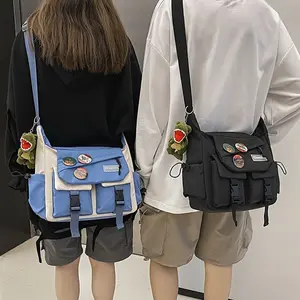 Japanese Casual Messenger Bag, Contrast Color Versatile Crossbody Bag, Men's And Women's Casual Shoulder Bag