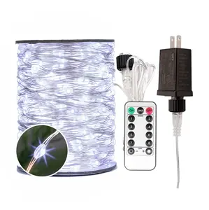 66FT Plug-In LED Fairy String Lights, 200 LEDs Waterproof Silver Wire Lights with Remote, 8 Modes Cool White Twinkle Lights for Indoor & Outdoor Christmas, Wedding & Party Decorations