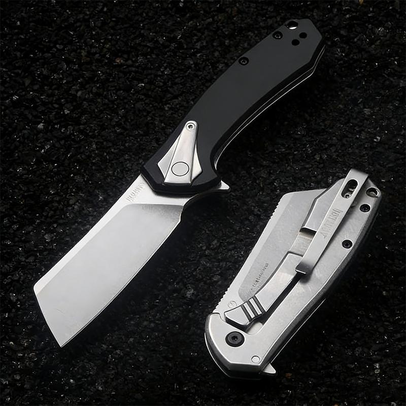 KS 3455 Outdoor Folding Knife, 3.4" Stone Wash Blade, Black G10 Handle, Stainless Steel Frame Lock, Survival Tool for Camping Hiking EDC