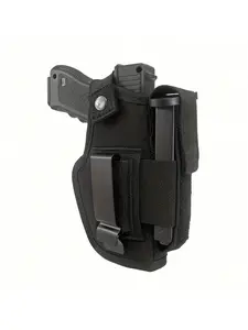 Double-sided gun holster, 1 piece - Classic style - Black sheepskin blend strap with snap fastener - Concealed carry gun holster for outdoor CS scenarios, outdoor gun accessories