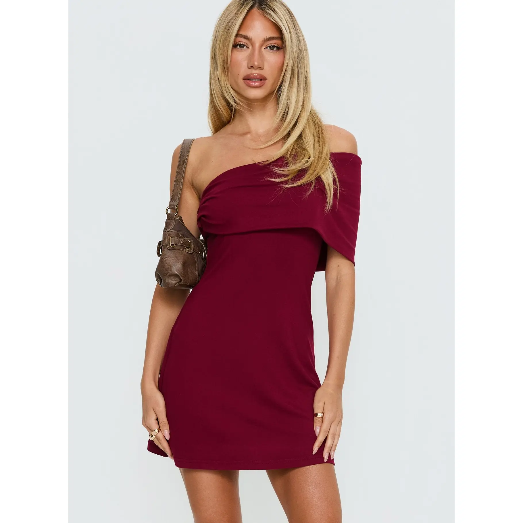 Laurencia One Shoulder Mini Dress Cherry