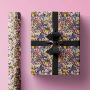 Pretty Painted Floral Wrapping Paper, Beautiful Gift Wrap for Valentine's Day & Birthdays, Multicolor Flowers for Anniversary, Wedding