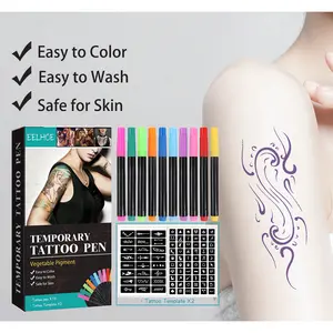 Temporary Tattoo Pen Set |   Multi-Color Face, Arm & Body Painting for DIY Makeup, Doodle Designs & Body Art