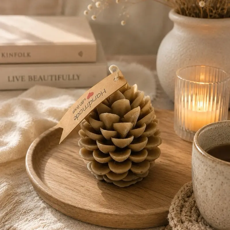 Golden Hive Collection Hive Cone, 100% Beeswax Candle - Home Decor