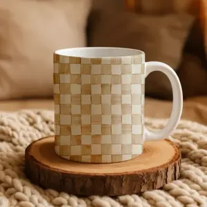 Mackenzie Childs Mocha Check 11oz, 15oz mug