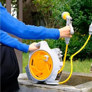 Mini water pipe with storage rack. Simple portable water pipe storage - 7 spray modes, total length 14 meters. Essential for home gardens.