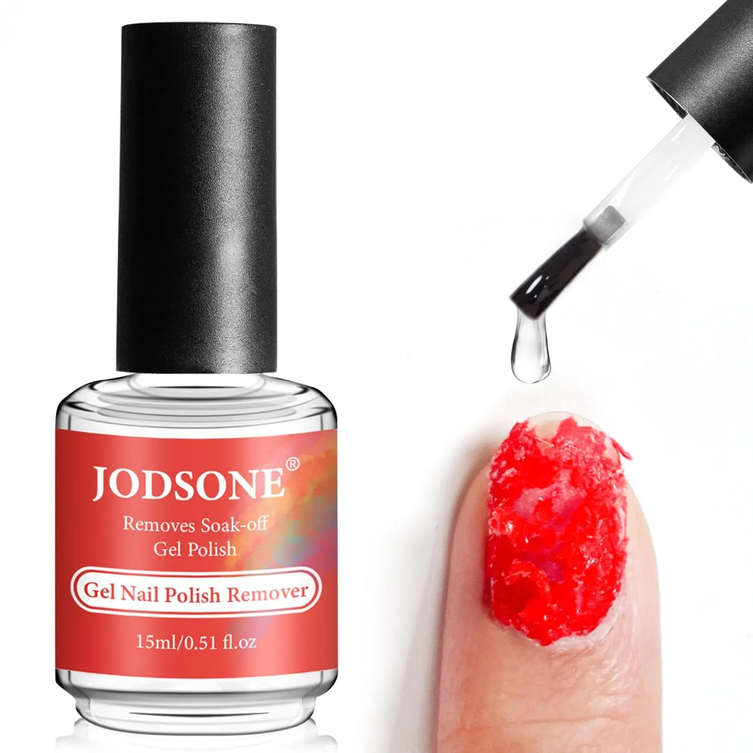 JODSONE Gel Nail Polish Remover, Quick 3-5 Min Organic Acetone-Free Formula with Brush Applicator for UV & Gel Nail Polish, 15ml Beauty Products, Manicure, Nail Care