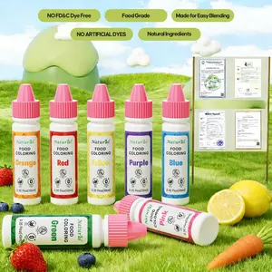 7 Natural Plant-Based Liquid 0.35 Fl oz 10ml per Bottle Food Coloring Kit Vibrant Colors for Cake Easter Egg Frosting Slime Cookies Baking