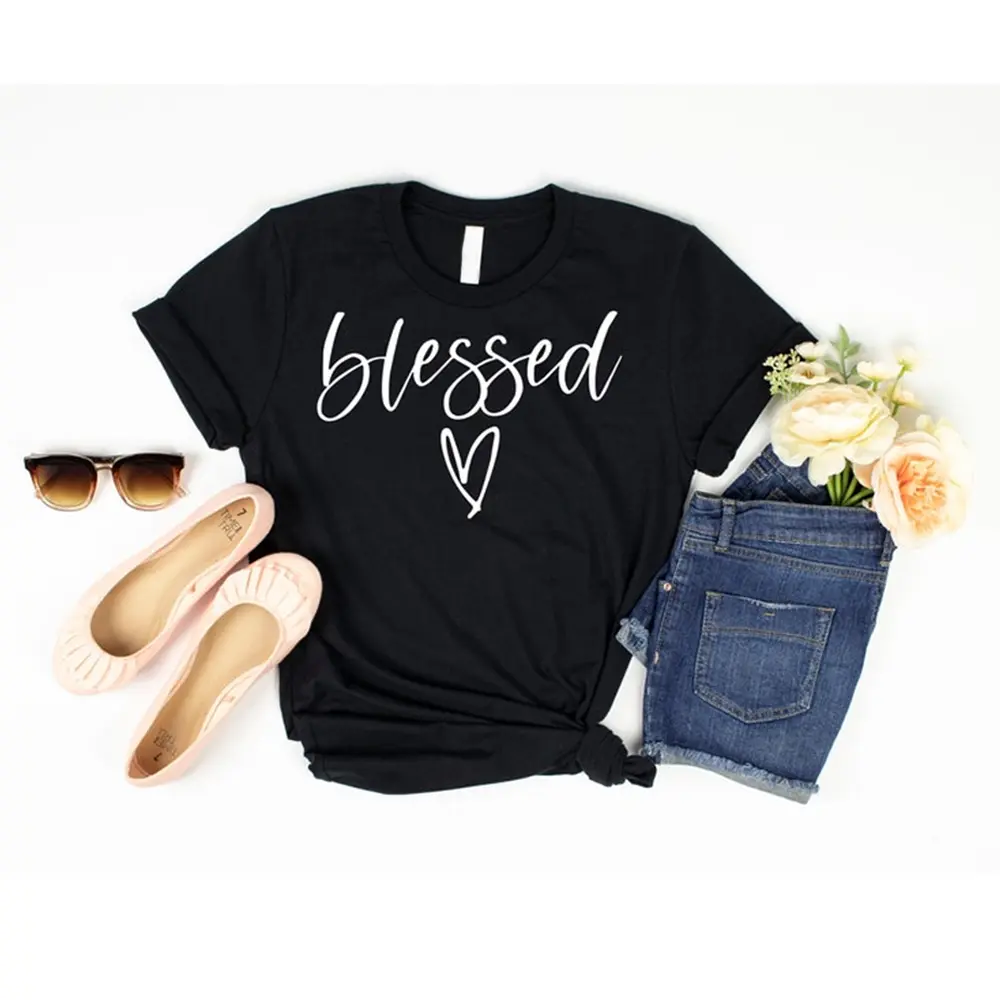 Blessed T-Shirt – Christian Inspirational Tee for Women, Thanksgiving Faith Shirt, Church Outfit Gift