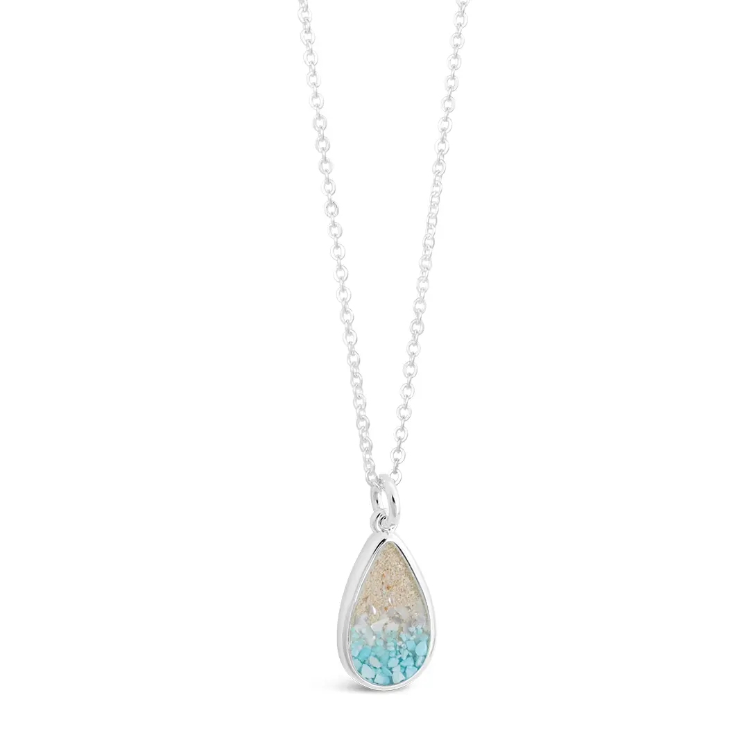 Explorer Teardrop Necklace - Silver - Caribbean Gradient
