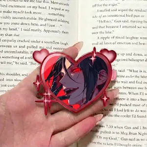Dark Vampire Heart Phone Grip with Glossy Acrylic Frame, Romantic Gothic Anime Style Phone Holder for Teens and Book Lovers