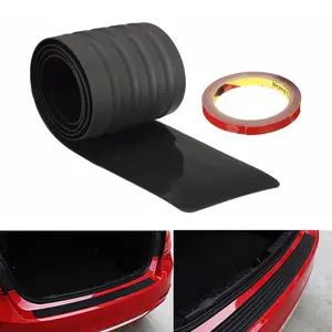 iJDMTOY Black Rubber Rear Trunk Edge Guard Scratch Protector Cover Mat w/Double-Sided Tape Compatible with Car Truck SUV, etc