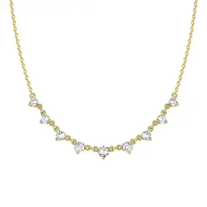 PAVOI 14K Gold Plated Simulated Diamond Station Necklace