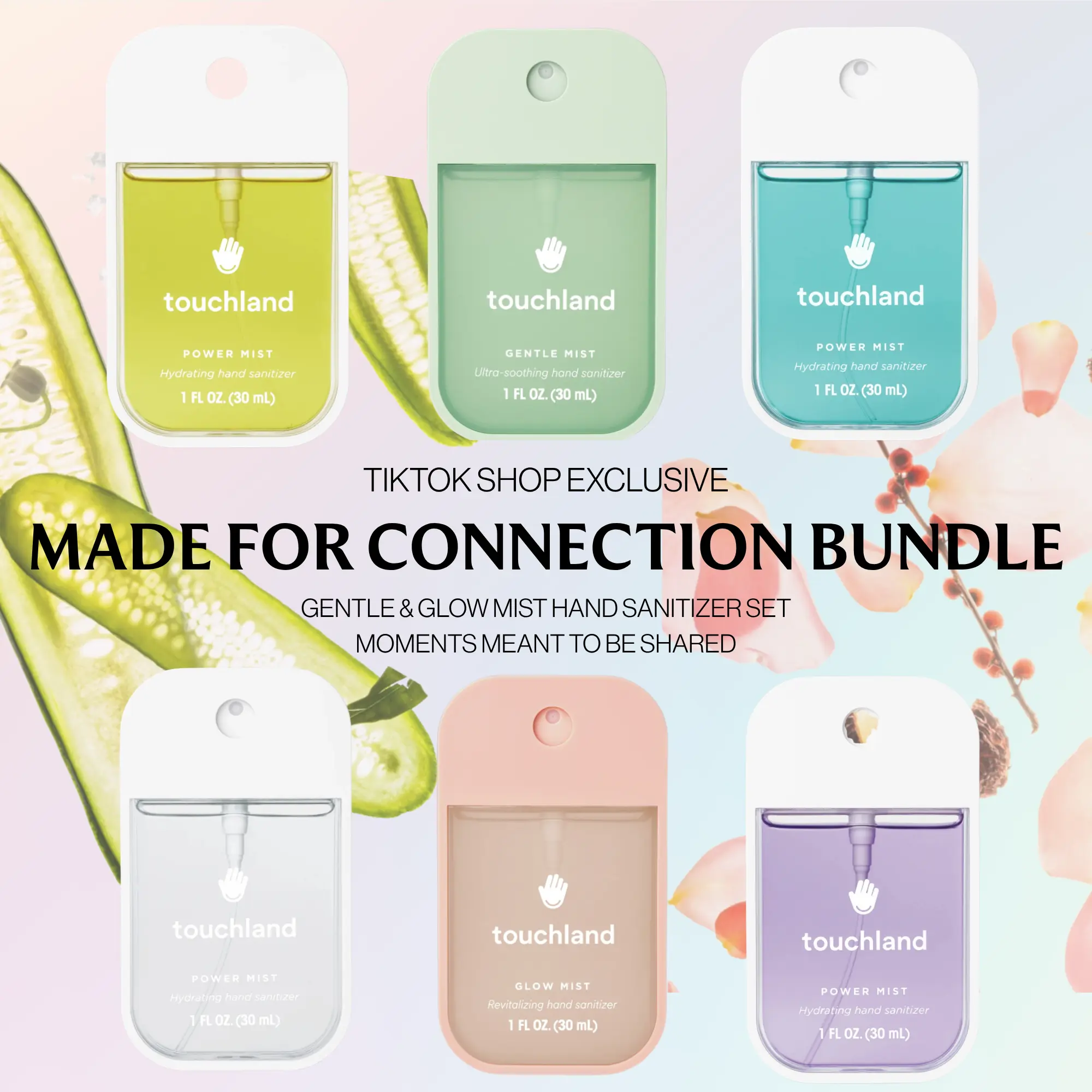 Touchland Made for Connection Hand Sanitizer Bundle, Featuring Rosewater Glow Mist & Lily of the Valley Gentle Mist Touchland Made for Connection Hand Sanitizer Bundle, Featuring Rosewater Glow Mist & Lily of the Valley Gentle Mist