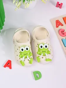 Summer New Eva Sandals, Cute Thick Sole Anti-Slip Beach Shoes, Frog Decor, Breathable Kids' Slippers, Girl Indoor Outdoor Footwear, Smile Face Slippers