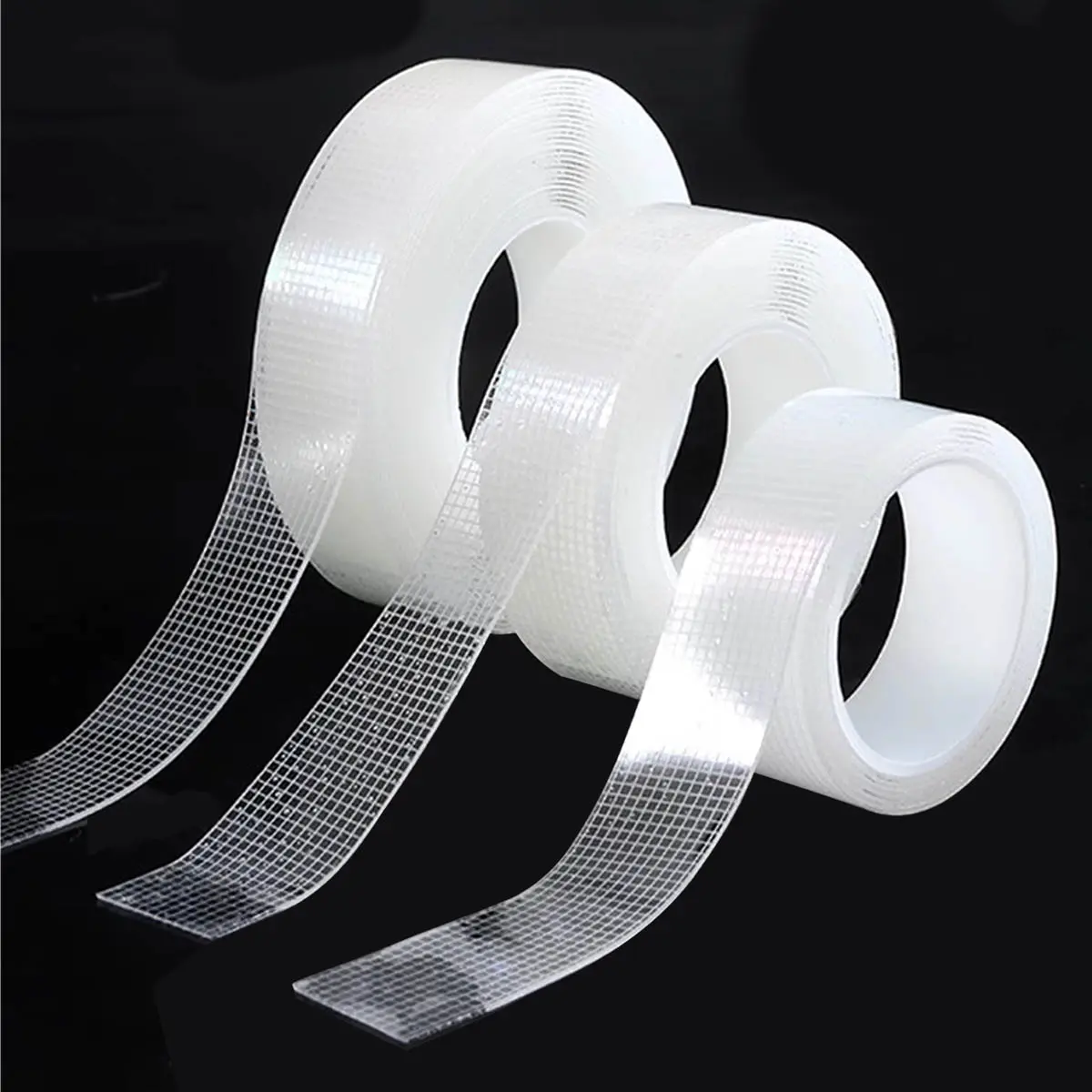 Super Sticky Dual-Sided Tape Roll, Waterproof Strong Grid Transparent Adhesive, Ideal for Walls Glass Fabric Wood Metal Surfaces, Durable Double Sided Tape