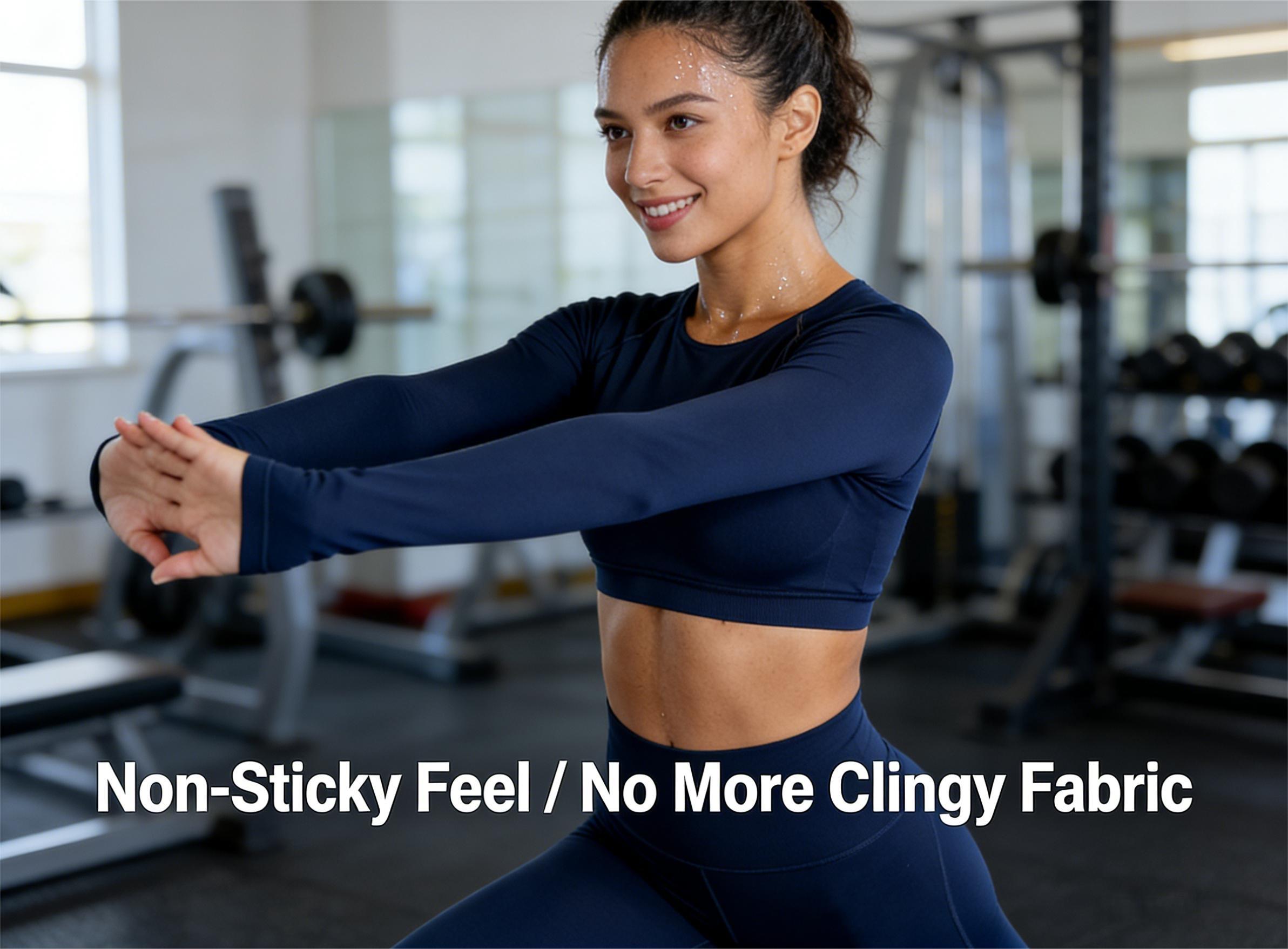 Women's Cropped Yoga Set – Round Neck Long Sleeve Top with Open Back Cutout & High Waisted Leggings, 2 Piece Activewear