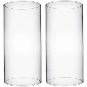 Glass Hurricane Candle Holder, Glass Chimneys for Candles, Open Ended Hurricane Glass Cylinder Wide 3.7" x Tall 8"
