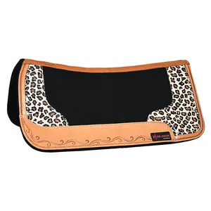 HILASON Western Wool Felt Horse Saddle Pad W/ Distressed Wear Leather | for Horses