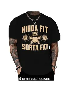 2026 Summer New Fitness Panda Print Men's T-Shirt, Casual Streetwear, Plus Size Loose Cotton Breathable, American Retro Fun Top, Versatile Bottom Shirt