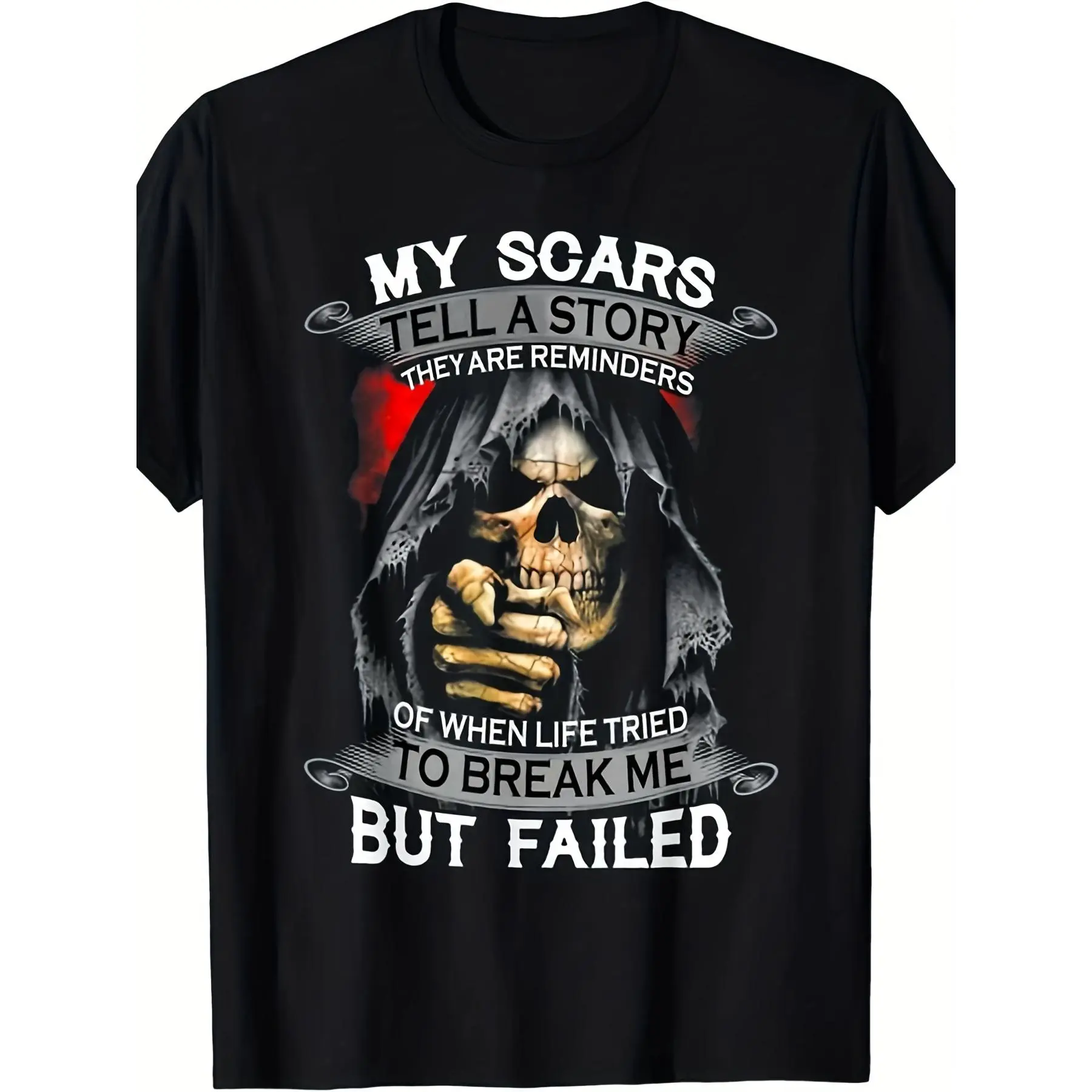 Graphic T-Shirt -  Edgy Skull & Bandaged Wound Design, Regular Fit Casual & Festival Wear