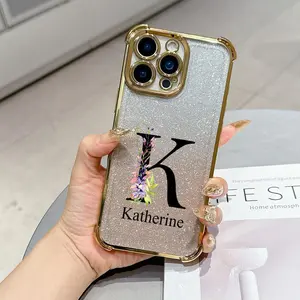 Phone Case: DIY Personalized Phone Case, Custom Text Name with Artistic Font Design, Full-Corner Air Cushion Protection Case, Suitable for iPhone 17 Air Pro Max, 16 Pro Max, 15, 14, 12, 13 Mini, 11 Pro. The Case Comes with a Detachable Glitter Card
