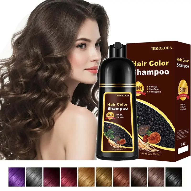 Dark Brown Hair Dye Shampoo 3 in 1, Long Lasting Natural Extracts Hair Dyeing Shampoo, Colors in 10-15 Mins, 100% Coverage for All Hair Types, Color Depositing Conditioner, Hair Care & Styling Product for Women & Men（500ml ） Haircare