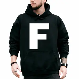 Trendy Initial Hoodie with Letter F Monogram – Long Sleeve Comfort Wear