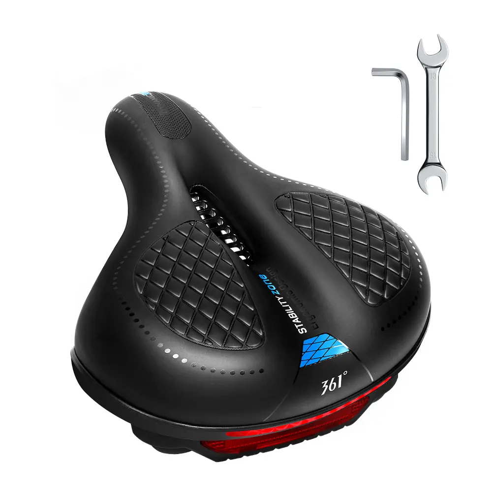 361° Ergonomic Bike Saddle, Soft Shock-Absorbing Comfort Seat with Integrated LED Light, Road & MTB Bike Accessories, Bikes