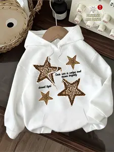 Women's Star Letter Print Hoodie, Casual Loose-Fit Drawstring Pocket Sweatshirt, Fall & Winter Fashion, Outdoor Wear