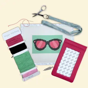 Happy Stitching - Stitch, Please Needlepoint Eyeglasses Case Kit - DIY Needlepoint Craft Kit - Self Finish Needlepoint Kit