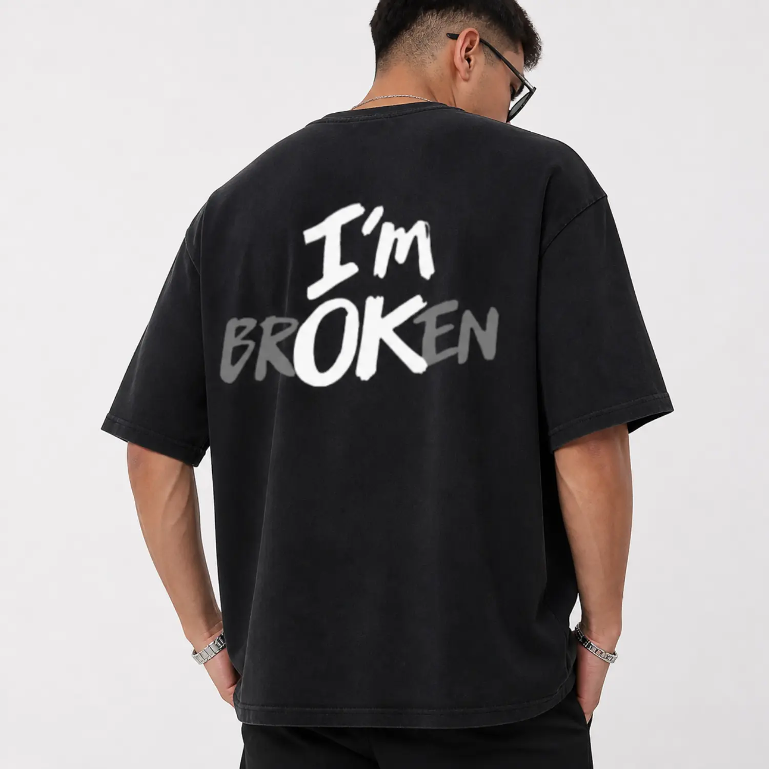 Women's "I'm Broken I'm OK" Graphic Hoodie - Seamless, Fitted, Soft Washed Cotton, Casual Streetwear Pullover, Lightweight Women's Hoodie