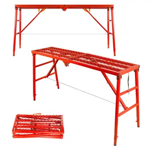 Folding Scaffold Work Platform, Platform Top Size: 69 × 15 Inches, Load Capacity: 770 Lbs; Adjustable Ladder-Type Special Scaffold, Portable Household Heavy-Duty Working Platform for Construction Sites, Maintenance & Decoration Projects