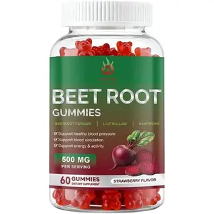 Beet Root Gummies | 60 Chews| with Nitrates, Vitamin C & Black Pepper | for Men & Women | Beet Root Flavor | Vegan, Non-GMO, Gluten Free Supplement
