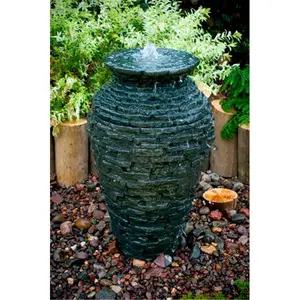 Aquascape  Stacked Slate Urn - Small, Water Feature, Natural Slate, 25X39.5", Ages Well