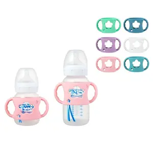 1pcs/2pcs Star Cartoon Pattern Silicone Baby Bottle Sleeve, Handle Design for Easy Grip, Soft Material, Fits Most Wide Neck Bottles, Feeding