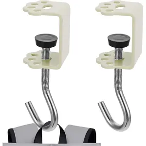 2PCS Desk Mount Bag Holder Hooks - Clamp-On Backpack and Purse Hangers, Portable Desk Mount Headphone Holders, Heavy Duty Handbag Hangers for Organizing Desktop Storage Organiser Set Claw Hangable