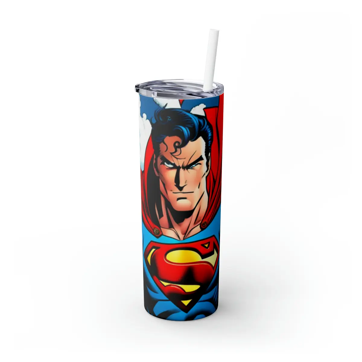 Superman Skinny Tumbler with Straw, 20oz Bottle Drinkware
