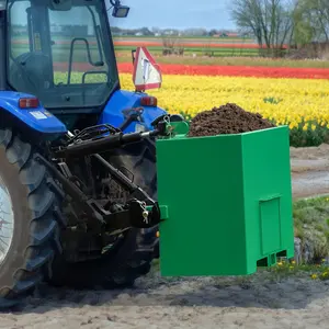 OEDRO 3 Point Hitch Ballast Box for Category 1 Tractor, 800lbs Weight Ballast Height Box with 2'' Quick Trailer Hitch Receiver, Green