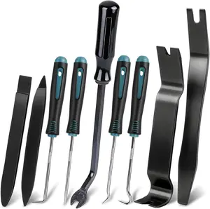 9 Pcs Auto Trim Removal Tool Kit - Plastic Pry Tool for Door Panel Dashboard Clip Remover, Fasteners Remover, Car Trim Removal Tool Kit with Precision Hook and Pick Set for Automotive