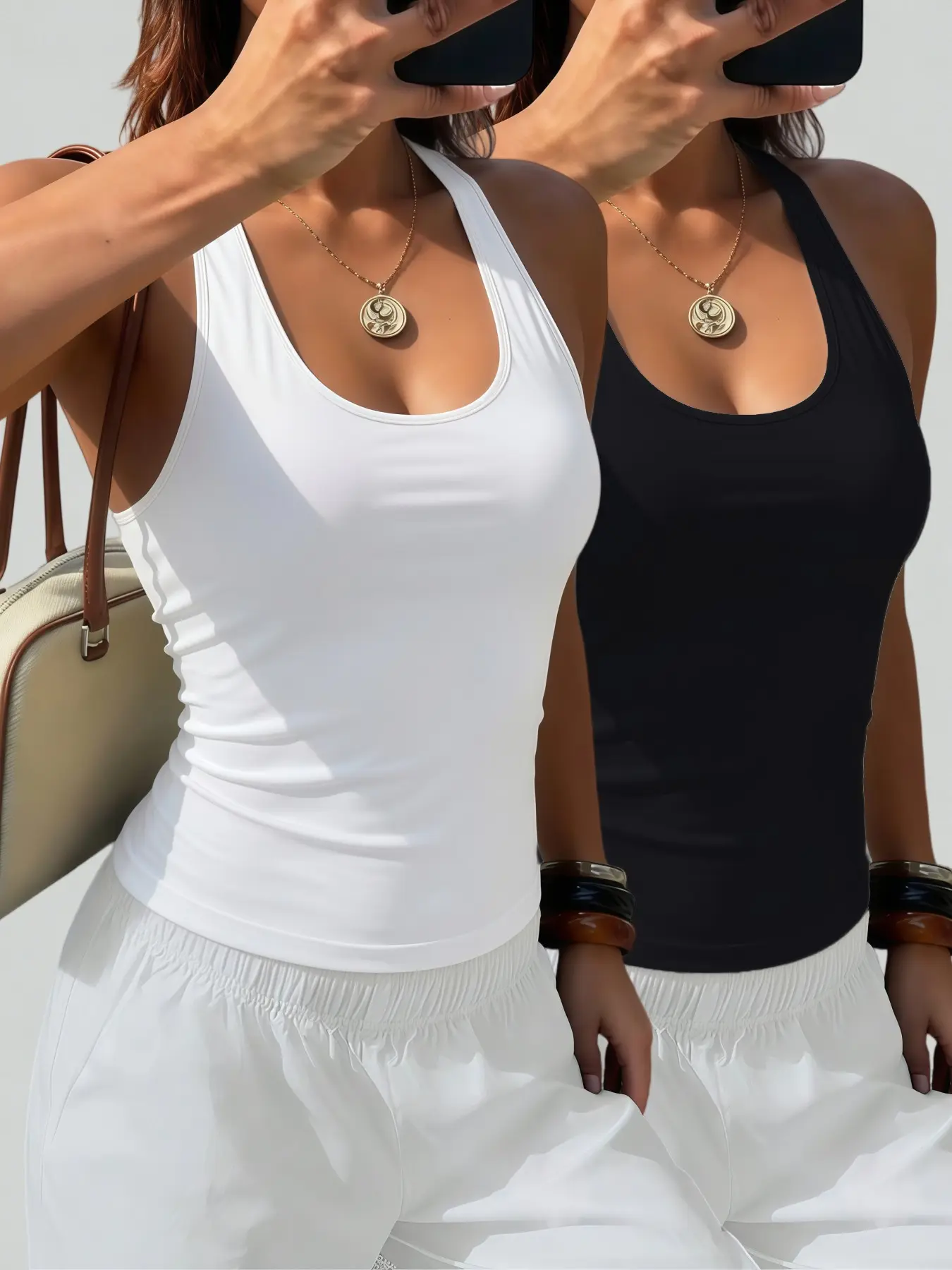 Two-Pack Women's Sports Vest, Classic Plain Quick-Dry Top, Breathable Comfort for Yoga, Fitness, Training, Running, Sport Activewear, Sleeveless Activewear, Sporty Vest, Workout Tank, Athletic Tops, Fitness Exercise Wear, Activewear Clothing
