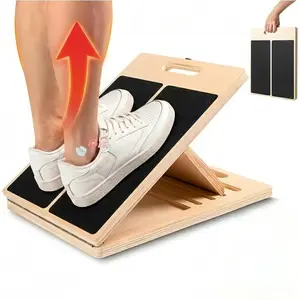 Adjustable Wooden Slant Board for Calf Stretching - 5 Levels Incline Board for Plantar Fasciitis, Achilles Tendonitis Relief, Ankle & Foot Stretcher for Physical Therapy, Home Gym Leg Stretch Equipment Cervical Lumbar Bench Machine Glute Foldable