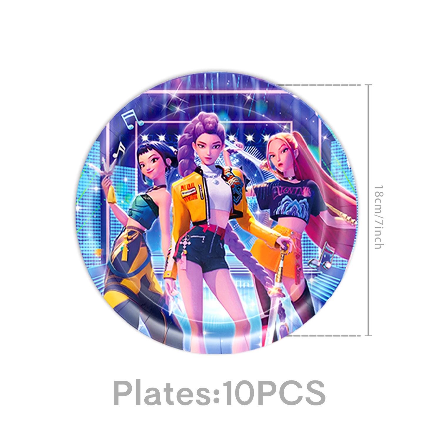 For K Pop Demon Hunters Party Supplies,62 PCS Birthday Decorations Set Include Banner,Balloons,Hanging Swirls,Cake Cupcake Toppers for Boys Girls Hunters Theme Party