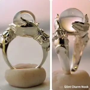 Vintage protective crystal ring, adjustable open ring in bracelet style (fits sizes 6-10), pagan jewelry, witchcraft jewelry, Voldemort jewelry, and neon Valentine's Day gift