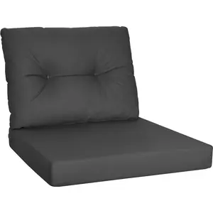 Outdoor Loveseat Cushions for Patio, 24 x 24 Waterproof Replacement Cushions, Deep Seat & Backrest Set for Patio Couch, Bench, Swing, Dark Gray